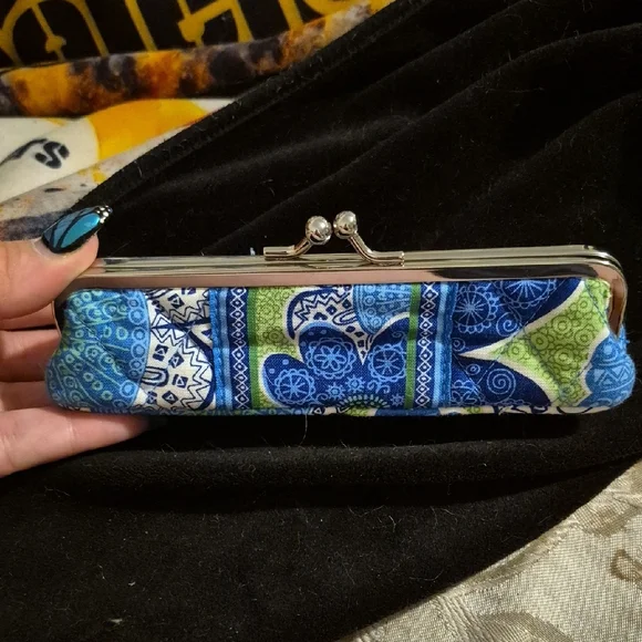 Vera Bradley Blue and Green Cosmetic Bag with Artistic Patterns - Picture 2 of 4